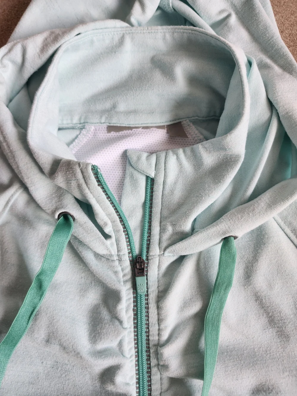 Light Mint Half-Zip Hooded Pullover with Kangaroo Pocket Light G. Medium No Tag